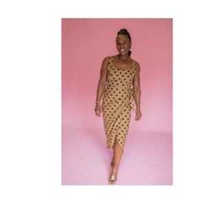 Dress Forum Tan and Black Polka Dot Dress